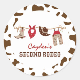 Pegatina Redonda Segundo Rodeo Vaquero Occidental Cumpleaños 2