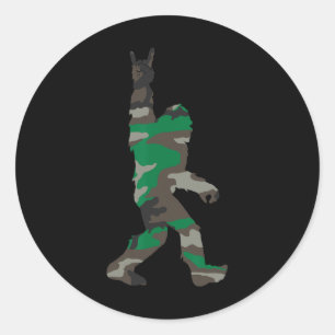 Pegatina Redonda Seguridad de la Caza de Camo del Naranja de Pie Gr