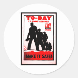 Pegatina Redonda Seguridad de la cosecha en el lugar de trabajo