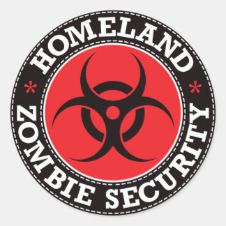 Pegatina Redonda Seguridad de los zombi-nativos - Red B