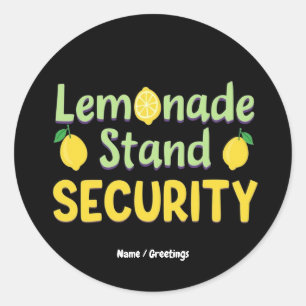 Pegatina Redonda Seguridad de puesto de limonada divertido CEO de c