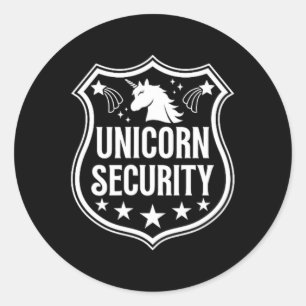 Pegatina Redonda Seguridad de Unicornio Cumpleaños Halloween Costum