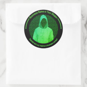 Pegatina Redonda Seguridad informática - Hooded Hacker - Personaliz