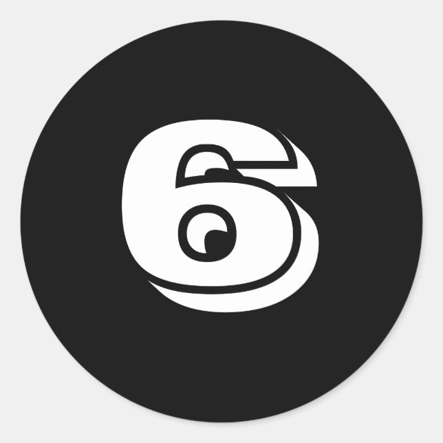 Pegatina Redonda Seis grandes Pegatinas de números negros redondos  (Anverso)