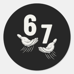 Pegatina Redonda Seis Siete 67 6 7 Niños 67 Chicos Juventud 6-7 Mem