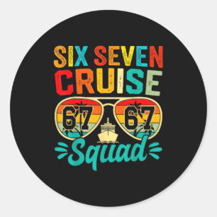 Pegatina Redonda Seis Siete 67 Escuadrón de Crucero 2025 Niños Dive