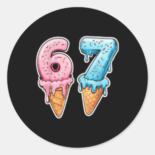 Pegatina Redonda Seis Siete 67 Helado Goteo Deportes Genial Meme Di