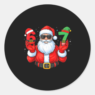 Pegatina Redonda Seis Siete 67 Meme 6 7 Elfo Santa Navidad Pijama