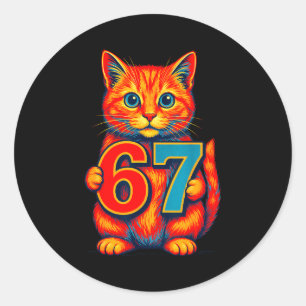 Pegatina Redonda Seis Siete 67 Meme 6 7 Gato Juventud Chico Chica
