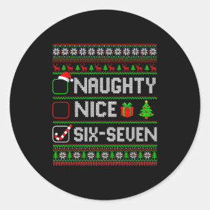 Pegatina Redonda Seis Siete 67 Meme Bonito Travieso Navidad Pijamas