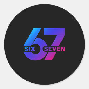 Pegatina Redonda Seis Siete 67 Meme Gen Alpha jerga Bysebyll Tempor