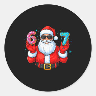 Pegatina Redonda Seis Siete 67 Meme Santa 67 Helado Goteo Navidad