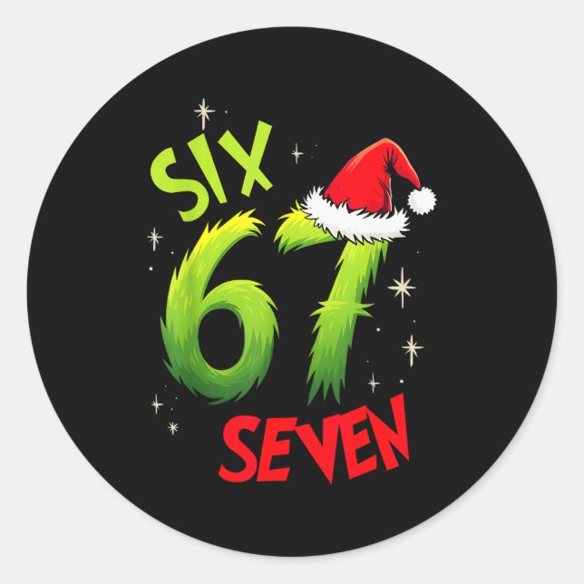 Pegatina Redonda Seis Siete 6 7 Gen Z Alpha Meme Slang Feliz Navida (Anverso)