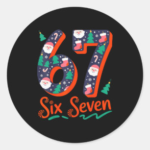Pegatina Redonda Seis Siete 6 7 Meme Humor Santa Elfo 67 Navidad Pa