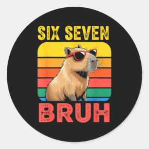 Pegatina Redonda Seis Siete Bruh 67 Capybara Vintage Regalo Diverti