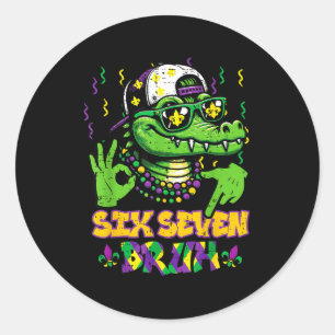Pegatina Redonda Seis Siete Bruh Lagarto 6
