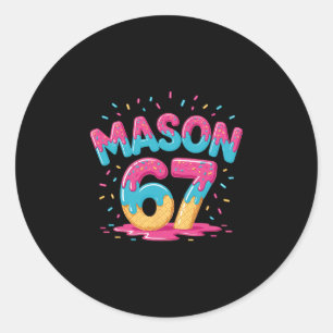 Pegatina Redonda Seis Siete Helado Goteo Deporte 67 Divertido Mason