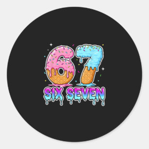 Pegatina Redonda Seis Siete Helado Goteo Gen Al Divertido Meme 67 G