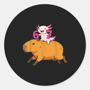 Pegatina Redonda Seis Siete Kawaii Axolotl Capybara