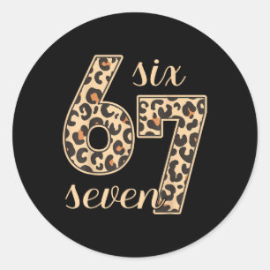 Pegatina Redonda Seis Siete Meme 6-7 Número Estampado Leopardo Gen 