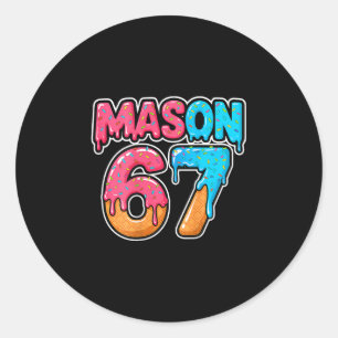 Pegatina Redonda Seis Siete Meme Mason 67 Helado Goteo Divertido (e