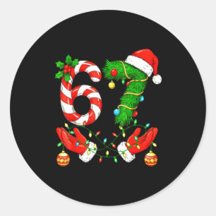 Pegatina Redonda Seis Siete Meme Navidad 67 Santa Divertida Navidad