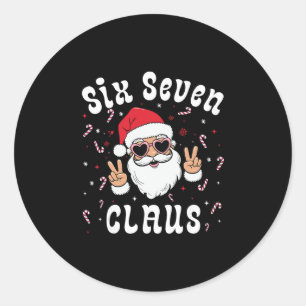 Pegatina Redonda Seis Siete Santa Claus Divertido 67 Navidad Meme C