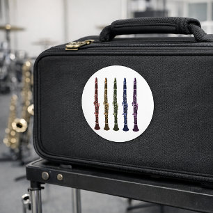 Pegatina Redonda Selección de Clarinete Colorido Regalo para Amante