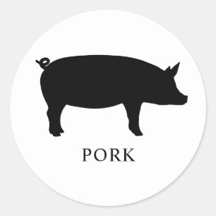 Pegatina Redonda Selección de comida de cerdo