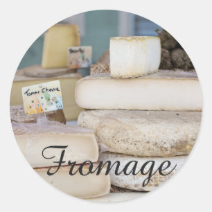 Pegatina Redonda Selección de queso francés rústico