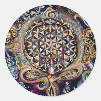 Pegatina Redonda Selección de tiempo de creación del "océano cósmic