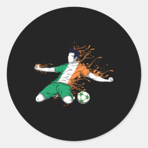 Pegatina Redonda Selección Nacional de Fútbol de Irlanda - Bandera 