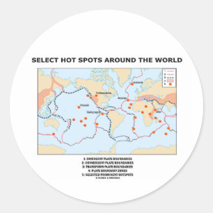 Pegatina Redonda Seleccionar puntos calientes alrededor del mundo