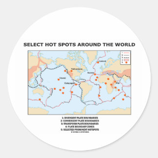 Pegatina Redonda Seleccionar puntos calientes alrededor del mundo