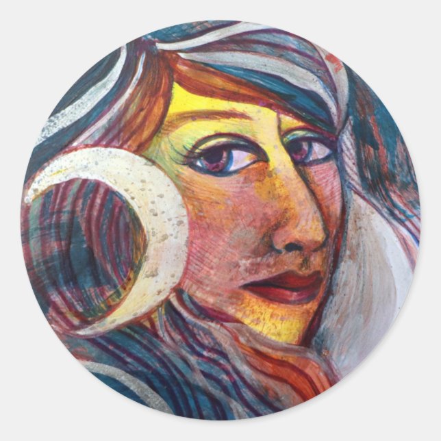 Pegatina Redonda Selene Moon Goddess MoonChild (Anverso)