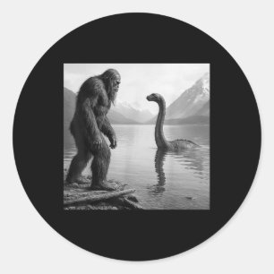 Pegatina Redonda Selfie de Bigfoot con regalos del monstruo del lag