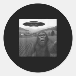 Pegatina Redonda Selfie De Pie Grande Con Alien Ufo Gracioso Regalo