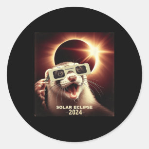 Pegatina Redonda Selfie Ferret Kids Hens Solar Eclipse Ferret
