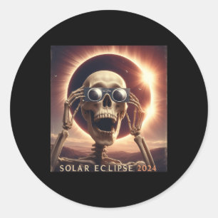 Pegatina Redonda Selfie Skeleton Kids Eclipse solar de los hombres