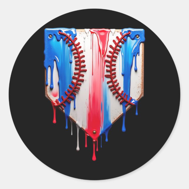 Pegatina Redonda Sell Plate Drip Usa Flag Sell Softll Drip  (Anverso)