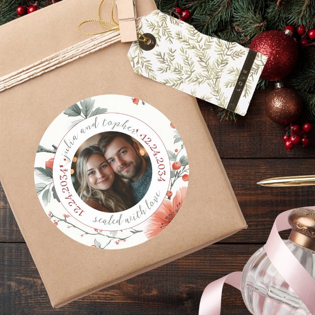 Pegatina Redonda Sellado con foto de Boda de Navidades de amor (Subido por el creador)