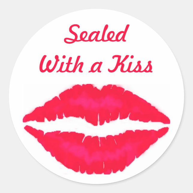 Pegatina Redonda Sellado con un beso (Anverso)