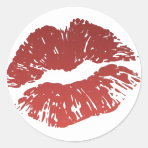 Pegatina Redonda Sellado Con Un Beso De Beso Rojo De Beso Impresión