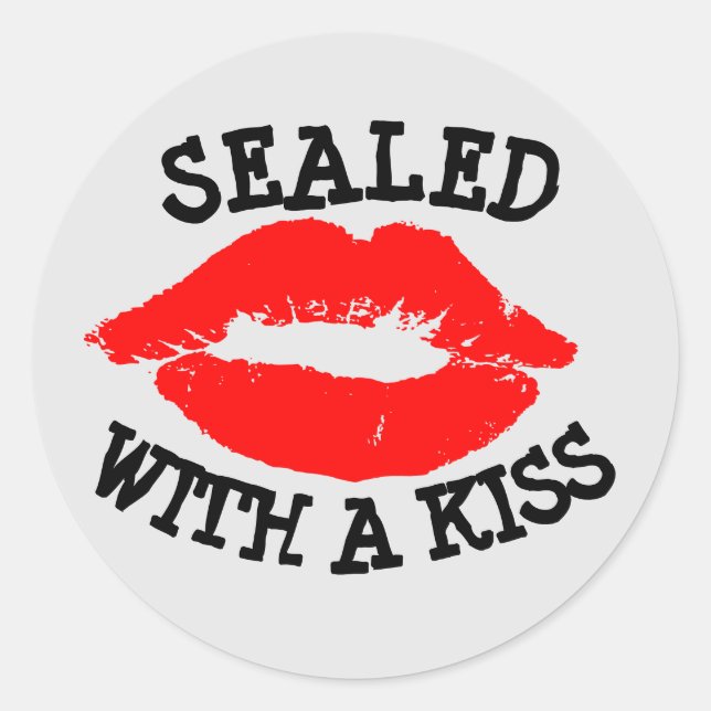 PEGATINA REDONDA SELLADO CON UN BESO, PEGATINAS ROJOS LIPS (Anverso)