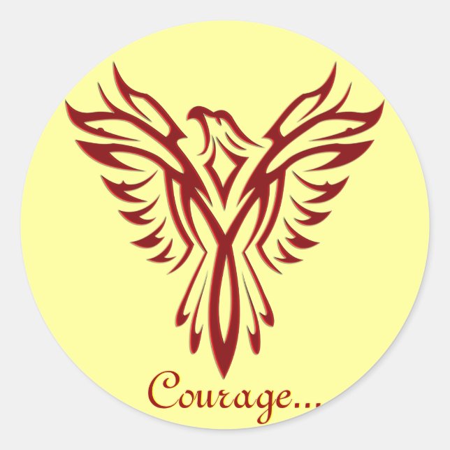 Pegatina Redonda Selladores de sobre Crimson Phoenix Rising (Anverso)