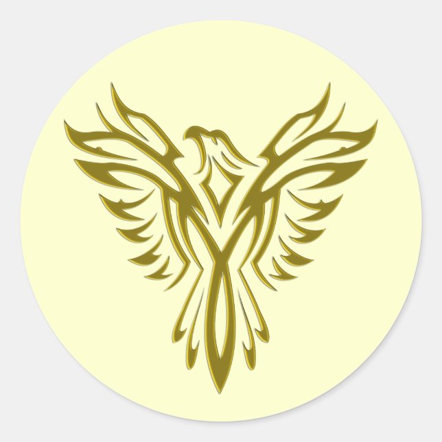 Pegatina Redonda Selladores de sobre Golden Phoenix Rising (Anverso)
