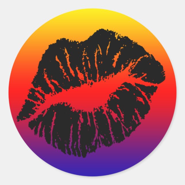 Pegatina Redonda sellarlo con un beso (Anverso)