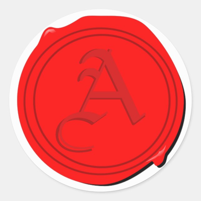 Pegatina Redonda ¡Sello de cera falso con la inicial de tu elección (Anverso)