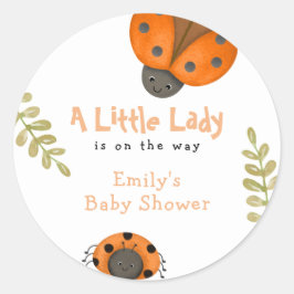 Pegatina Redonda Selva acuarela Little Ladybug Baby Shower