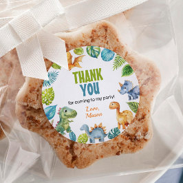 Pegatina Redonda Selva Dinosaur Labs Birthday Baby Shower